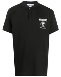 schwarzes bedrucktes Polohemd von Moschino