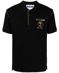 schwarzes bedrucktes Polohemd von Moschino