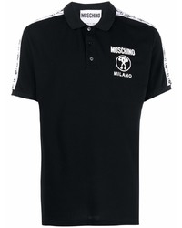 schwarzes bedrucktes Polohemd von Moschino