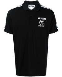 schwarzes bedrucktes Polohemd von Moschino