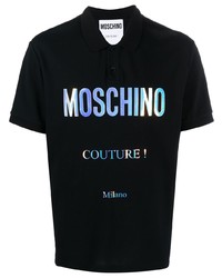 schwarzes bedrucktes Polohemd von Moschino