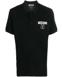 schwarzes bedrucktes Polohemd von Moschino