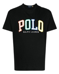 schwarzes bedrucktes Polohemd von Polo Ralph Lauren