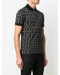 schwarzes bedrucktes Polohemd von Saint Laurent