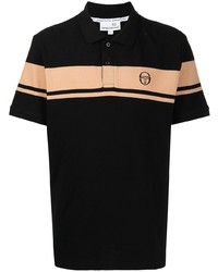 schwarzes bedrucktes Polohemd von Sergio Tacchini