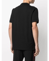 schwarzes bedrucktes Polohemd von Alexander McQueen