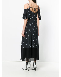 schwarzes bedrucktes schulterfreies Kleid von McQ Alexander McQueen
