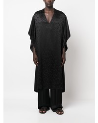schwarzes bedrucktes Seide Kurzarmhemd von Saint Laurent