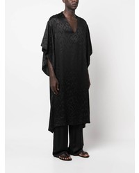schwarzes bedrucktes Seide Kurzarmhemd von Saint Laurent