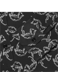 schwarzes bedrucktes Seidehemd von Saint Laurent