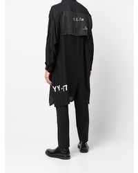 schwarzes bedrucktes Seidelangarmhemd von Yohji Yamamoto