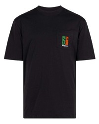 schwarzes bedrucktes Spitze T-Shirt mit einem Rundhalsausschnitt von Palace