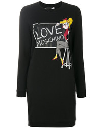 schwarzes bedrucktes Sweatkleid von Love Moschino