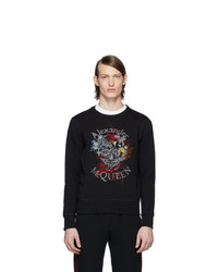 schwarzes bedrucktes Sweatshirt von Alexander McQueen