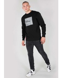 schwarzes bedrucktes Sweatshirt von Alpha Industries