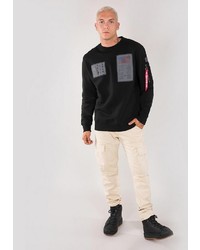 schwarzes bedrucktes Sweatshirt von Alpha Industries