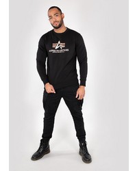 schwarzes bedrucktes Sweatshirt von Alpha Industries