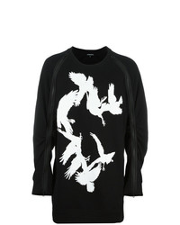 schwarzes bedrucktes Sweatshirt von Ann Demeulemeester