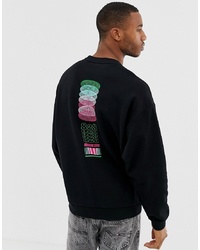 schwarzes bedrucktes Sweatshirt von ASOS DESIGN
