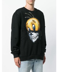 schwarzes bedrucktes Sweatshirt von Dom Rebel