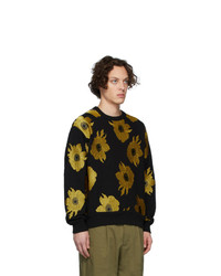 schwarzes bedrucktes Sweatshirt von Dries Van Noten