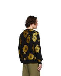 schwarzes bedrucktes Sweatshirt von Dries Van Noten