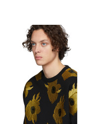 schwarzes bedrucktes Sweatshirt von Dries Van Noten