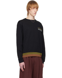 schwarzes bedrucktes Sweatshirt von Dries Van Noten