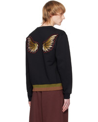 schwarzes bedrucktes Sweatshirt von Dries Van Noten