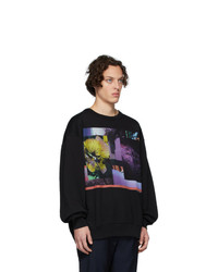 schwarzes bedrucktes Sweatshirt von Dries Van Noten