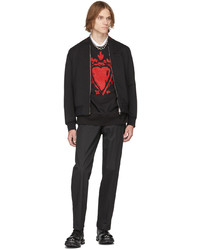 schwarzes bedrucktes Sweatshirt von Alexander McQueen