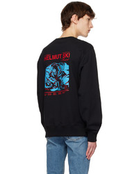 schwarzes bedrucktes Sweatshirt von Helmut Lang