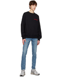 schwarzes bedrucktes Sweatshirt von Helmut Lang