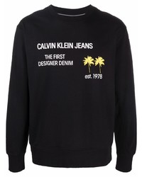 schwarzes bedrucktes Sweatshirt von Calvin Klein Jeans