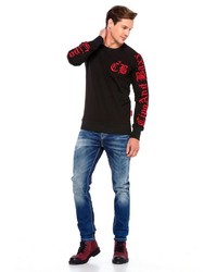 schwarzes bedrucktes Sweatshirt von Cipo & Baxx