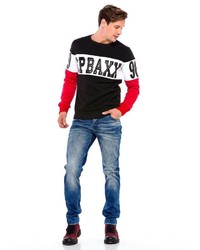 schwarzes bedrucktes Sweatshirt von Cipo & Baxx