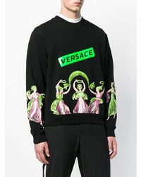 schwarzes bedrucktes Sweatshirt von Versace