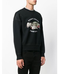 schwarzes bedrucktes Sweatshirt von Roberto Cavalli