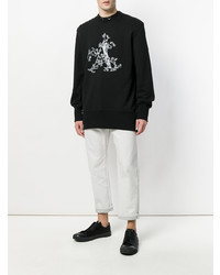 schwarzes bedrucktes Sweatshirt von Ann Demeulemeester Blanche