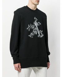 schwarzes bedrucktes Sweatshirt von Ann Demeulemeester Blanche