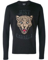 schwarzes bedrucktes Sweatshirt von Just Cavalli