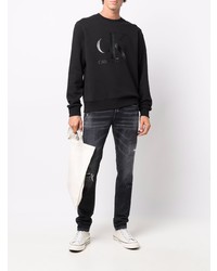 schwarzes bedrucktes Sweatshirt von Calvin Klein Jeans