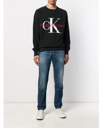 schwarzes bedrucktes Sweatshirt von Calvin Klein Jeans