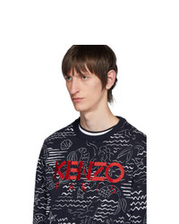 schwarzes bedrucktes Sweatshirt von Kenzo