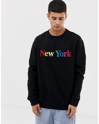 schwarzes bedrucktes Sweatshirt von New Look