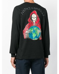 schwarzes bedrucktes Sweatshirt von Sss World Corp