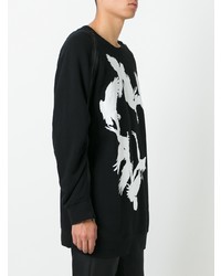 schwarzes bedrucktes Sweatshirt von Ann Demeulemeester