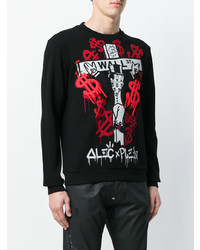 schwarzes bedrucktes Sweatshirt von Philipp Plein