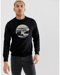 schwarzes bedrucktes Sweatshirt von PS Paul Smith