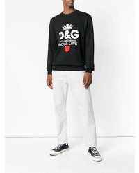 schwarzes bedrucktes Sweatshirt von Dolce & Gabbana